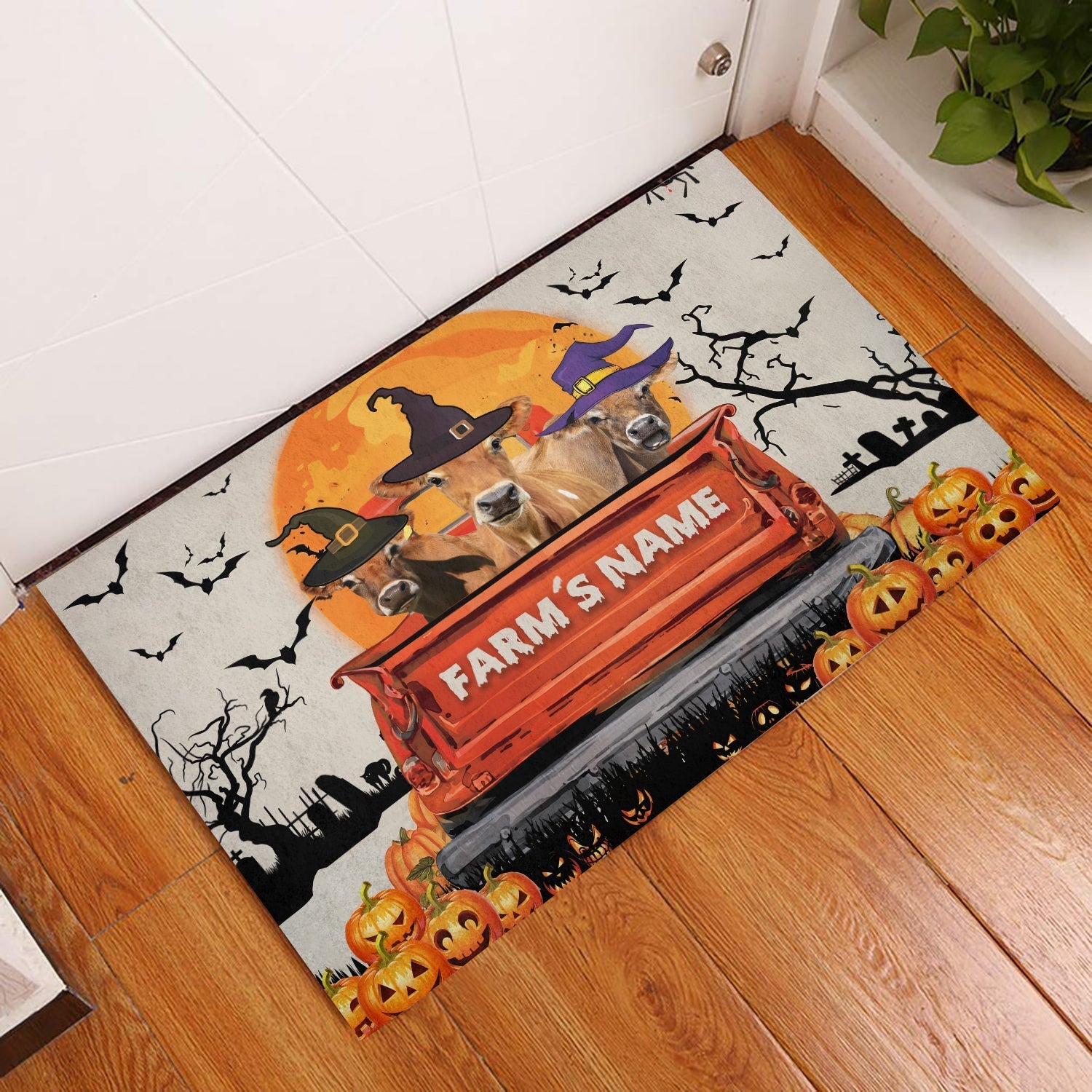 Jersey Custom Farm Name Halloween Doormat