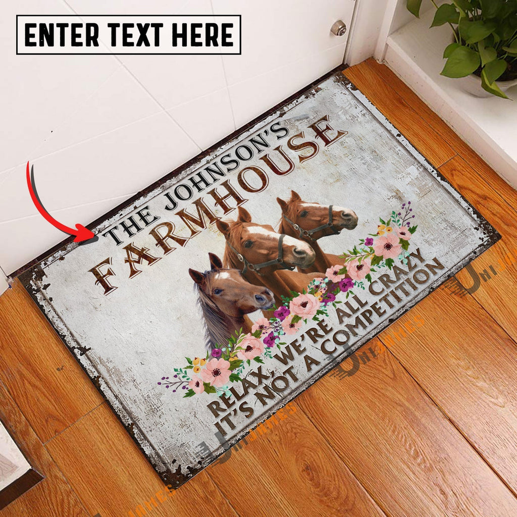 Horse Relax Cattle Farm Personalized Name Doormat