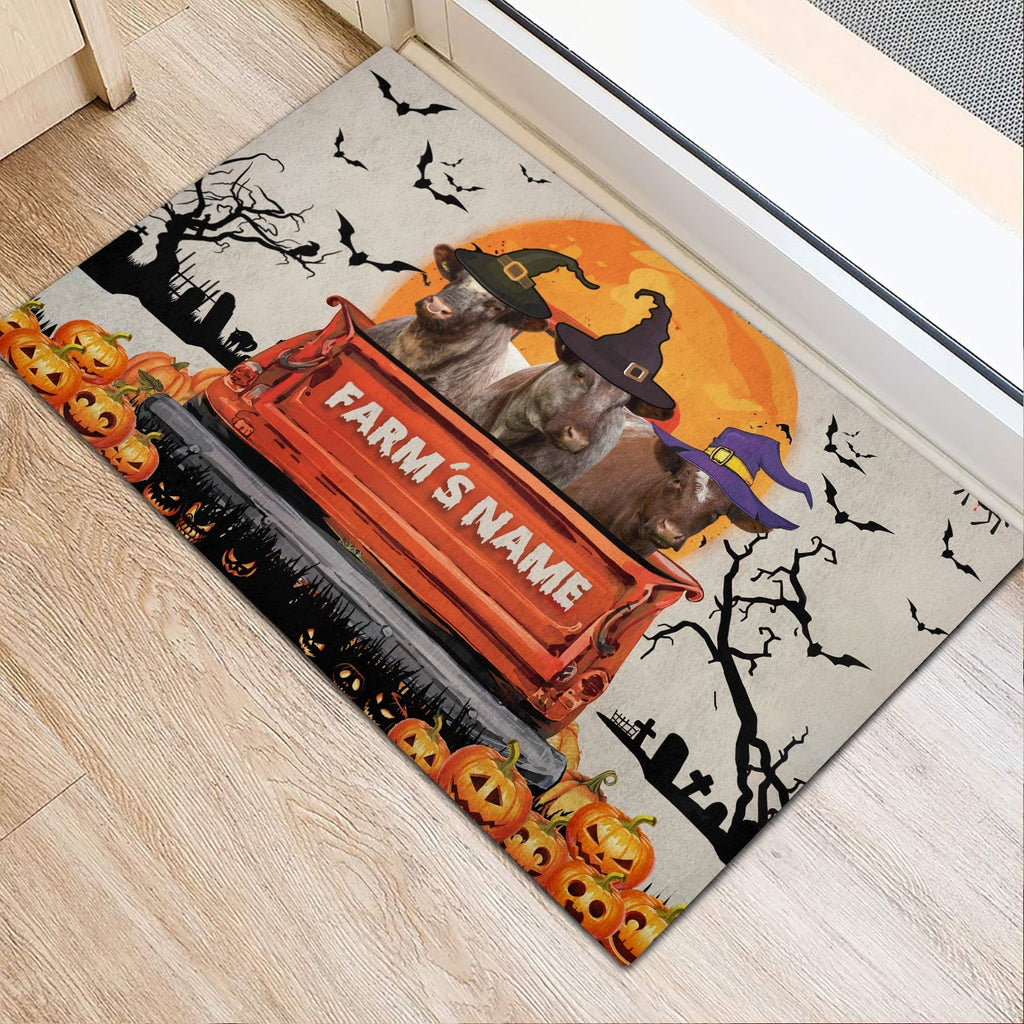 Shorthorn Custom Farm Name Halloween Doormat