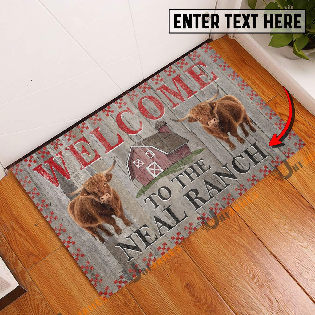 Highland Welcome To The Farmhouse Custom Name Doormat