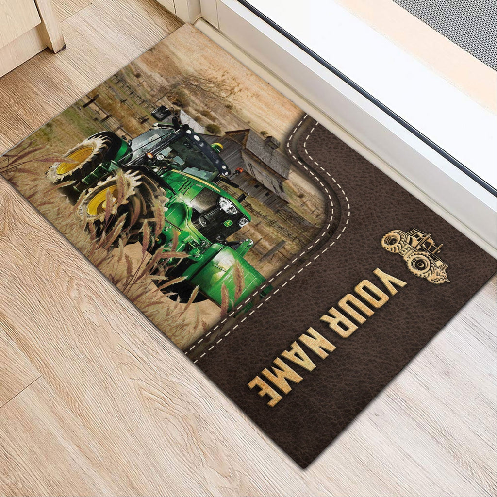 Tractor Custom Name Leather Pattern Doormat