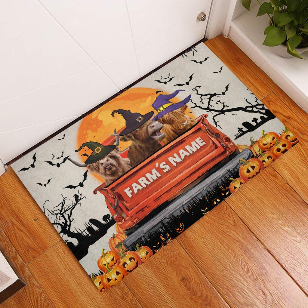 Highland Custom Farm Name Halloween Doormat