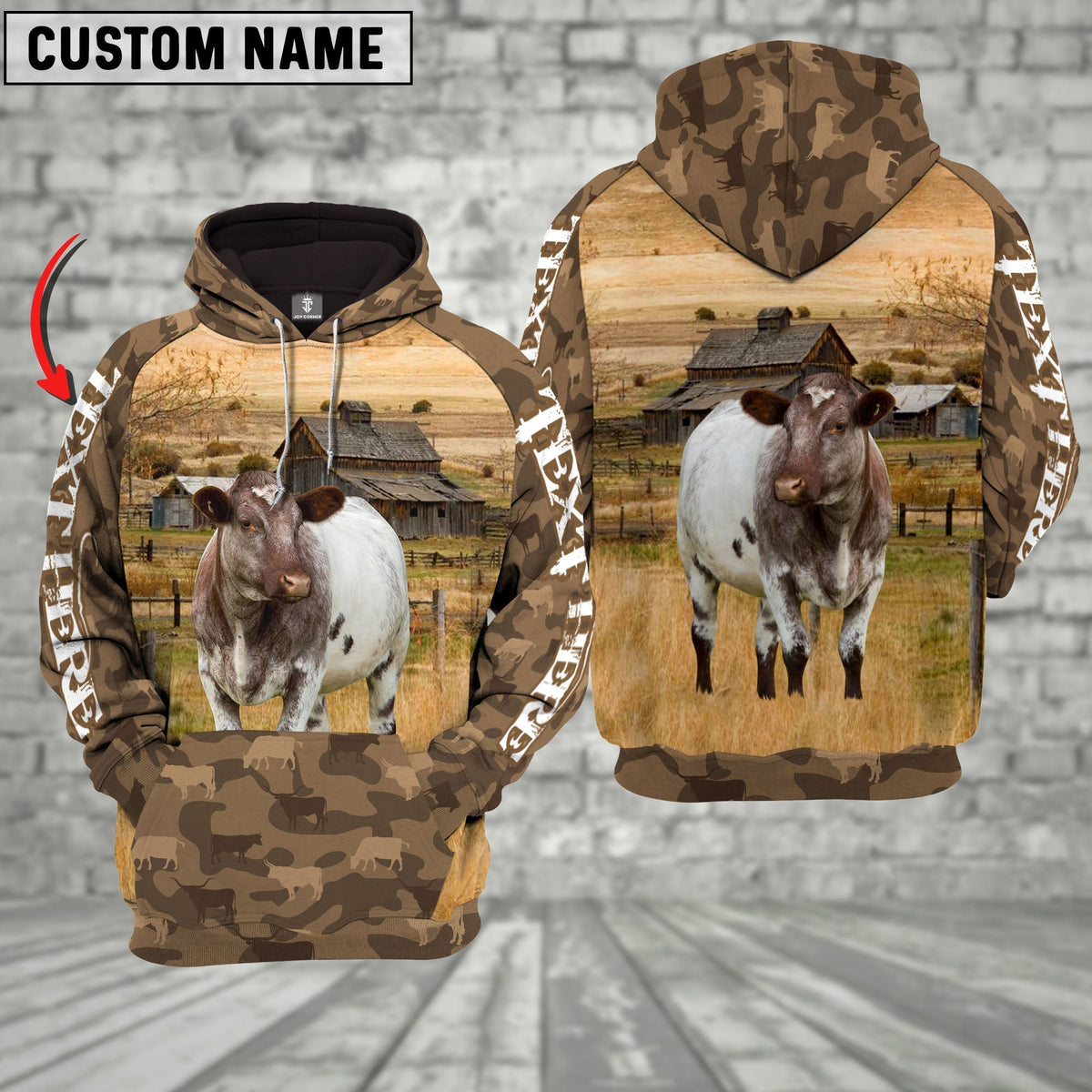 Shorthorn Cattle Farming Personalized 3D Hoodie