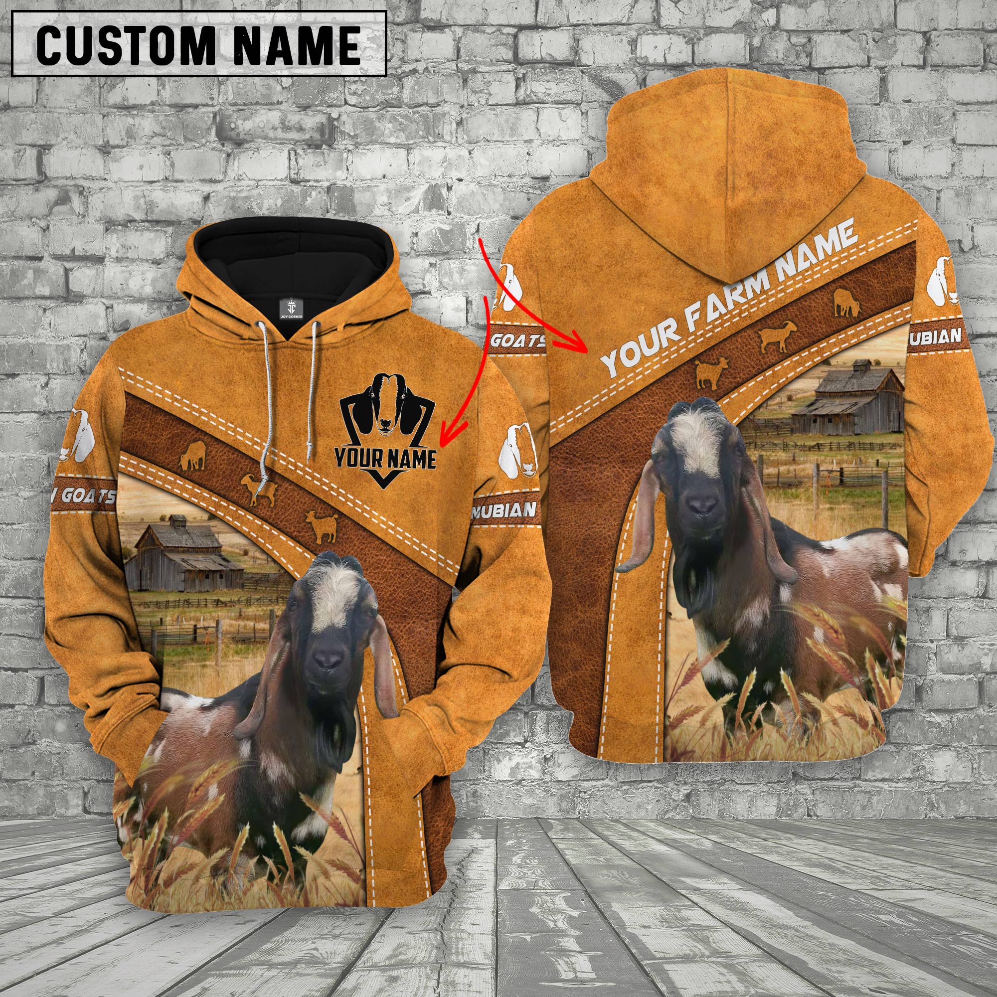 Nubian Goats Custom Name Retro Hoodie