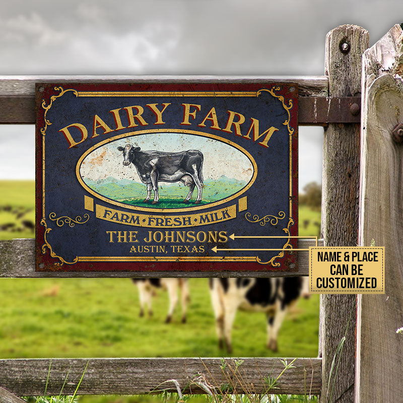 Personalized Dairy Farm Farm Fresh Milk All Printed 3D Metal Sign