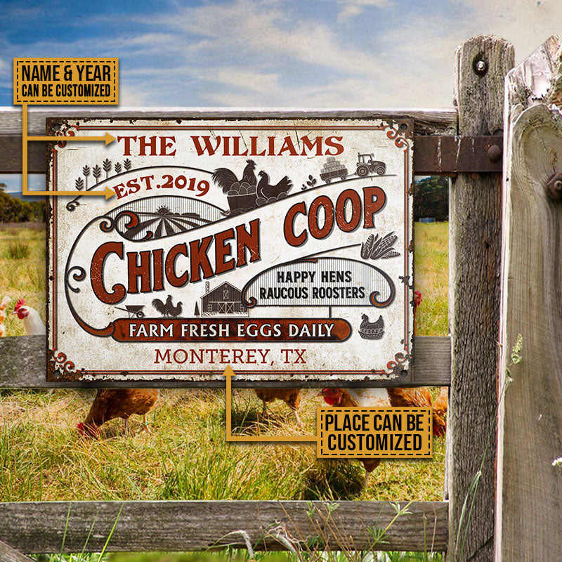 Personalized Chicken Coop Daily All Printed 3D Metal Sign