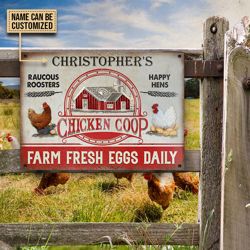 Personalized Chicken Coop Farm Fresh Eggs All Printed 3D Metal Sign