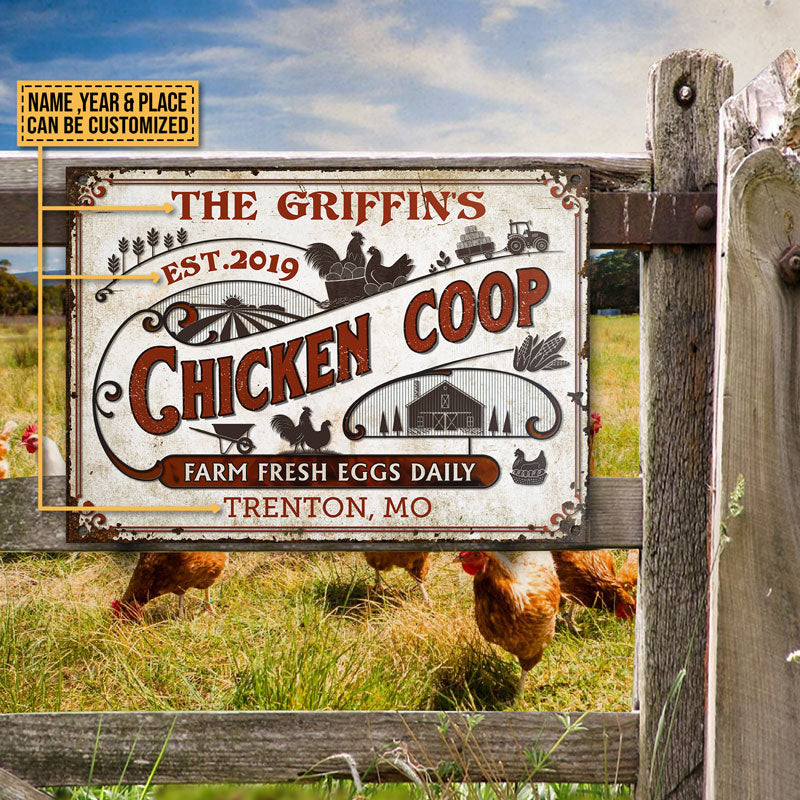 Personalized Chicken Coop Fresh All Printed 3D Metal Sign