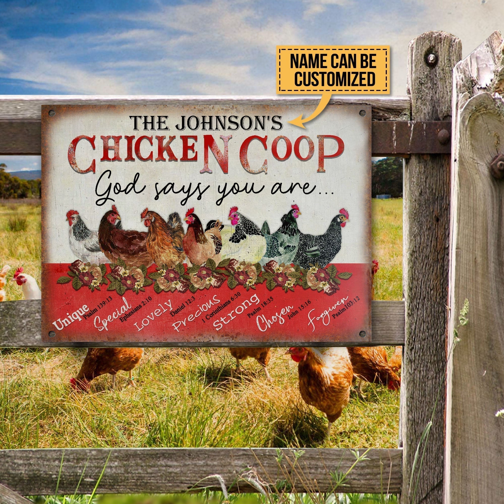 Personalized Chicken Coop God Says All Printed 3D Metal Sign