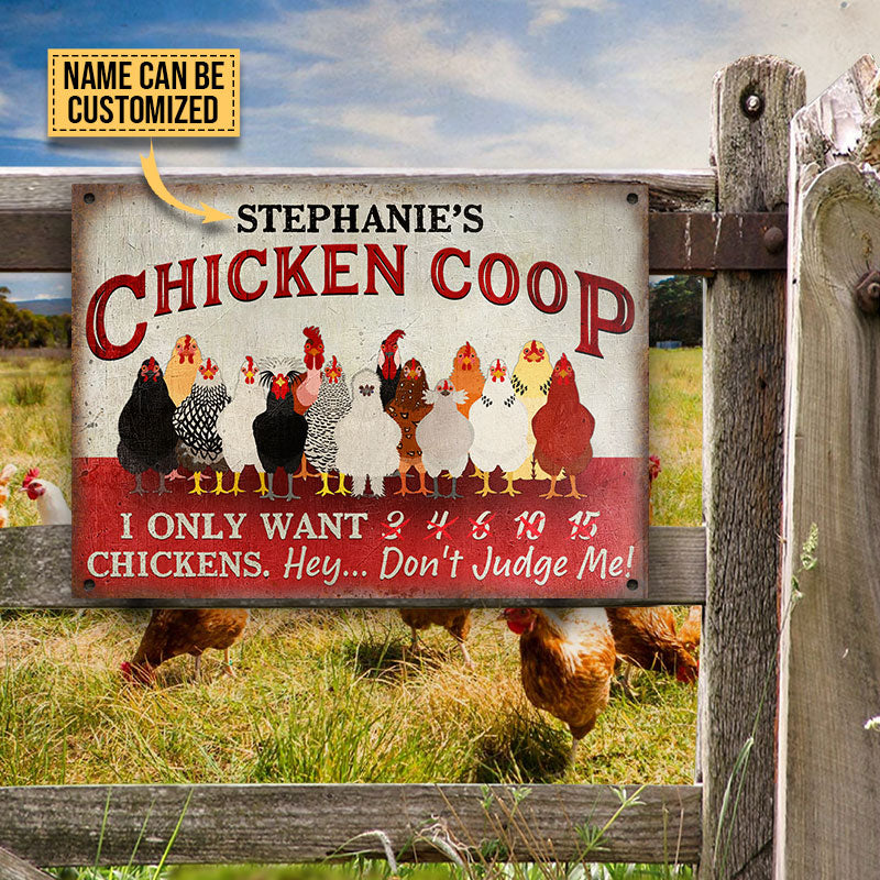Personalized Chicken Coop I Only Want Chickens All Printed 3D Metal Sign