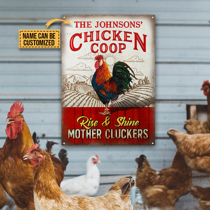 Personalized Chicken Coop Rise And Shine Vertical All Printed 3D Metal Sign