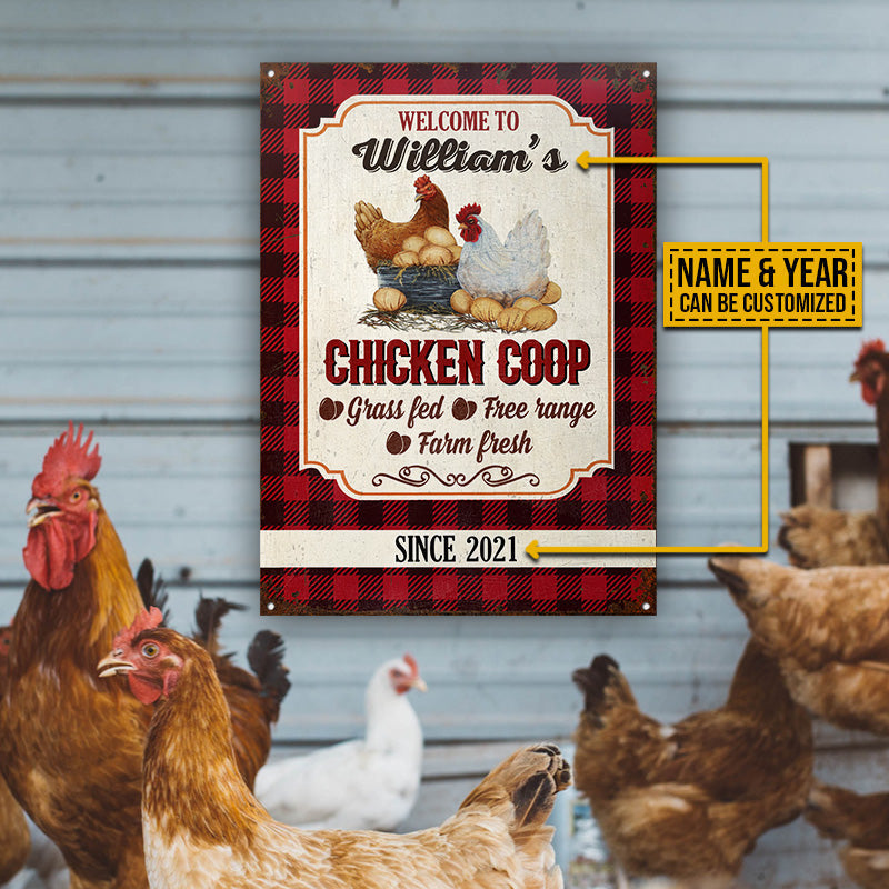 Personalized Chicken Coop Welcome Flannel All Printed 3D Metal Sign