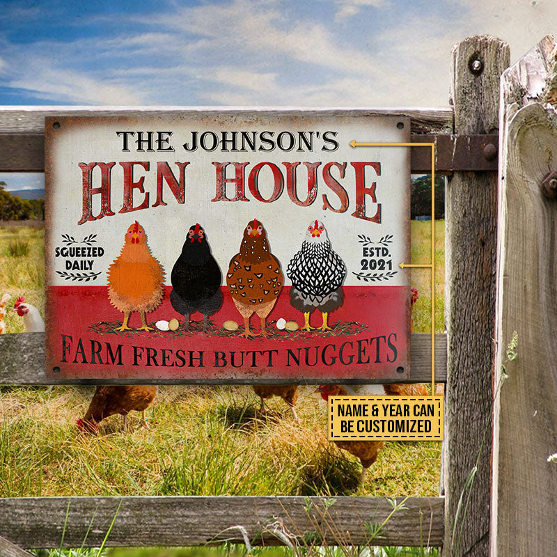 Personalized Chicken Hen House Fresh All Printed 3D Metal Sign