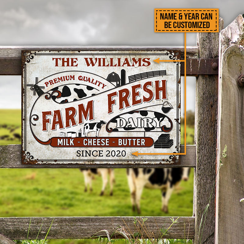 Customized Name Cattle Farm Fresh Milk Printed 3D Metal Sign