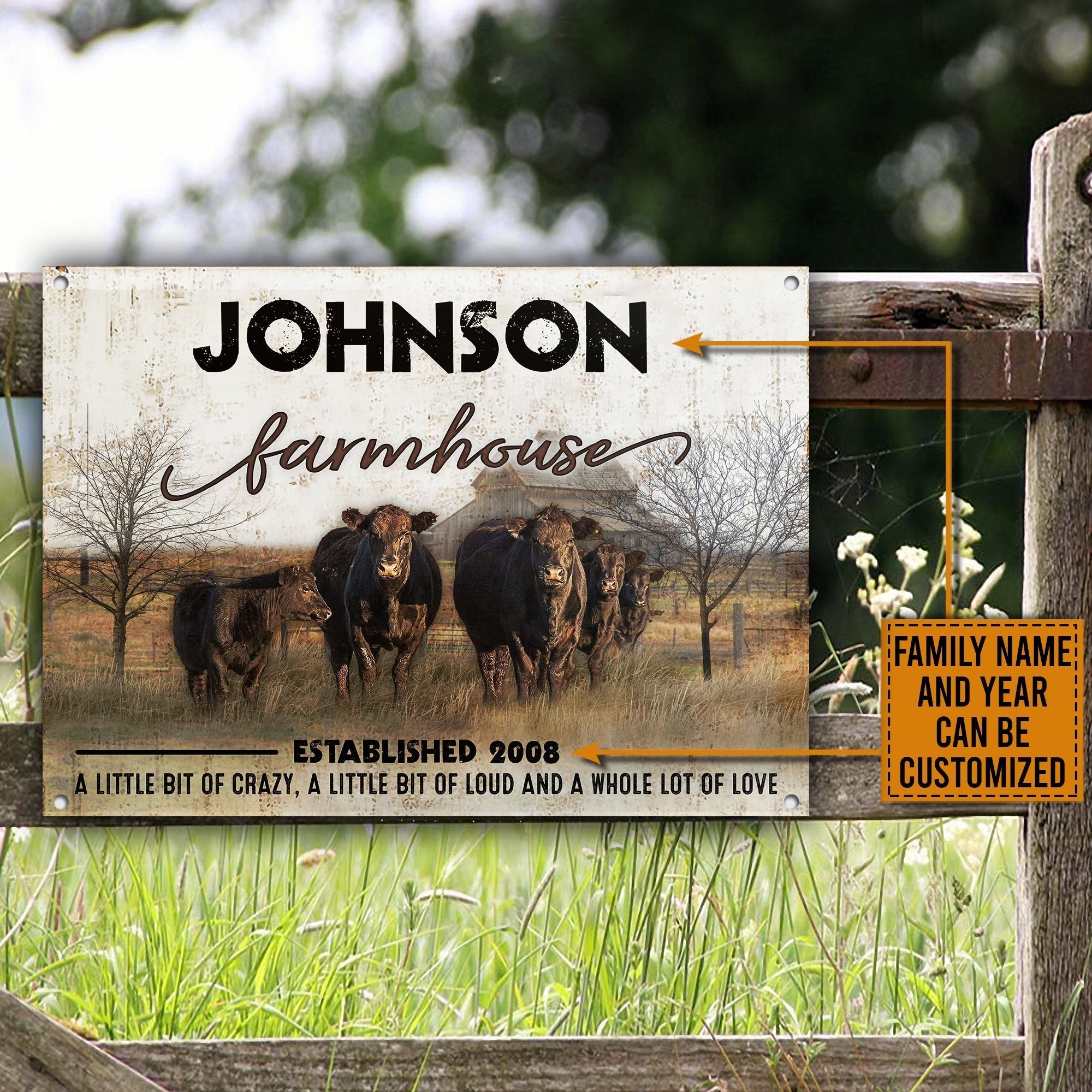 Customized Name Cattle Farm All Printed 3D Metal Sign