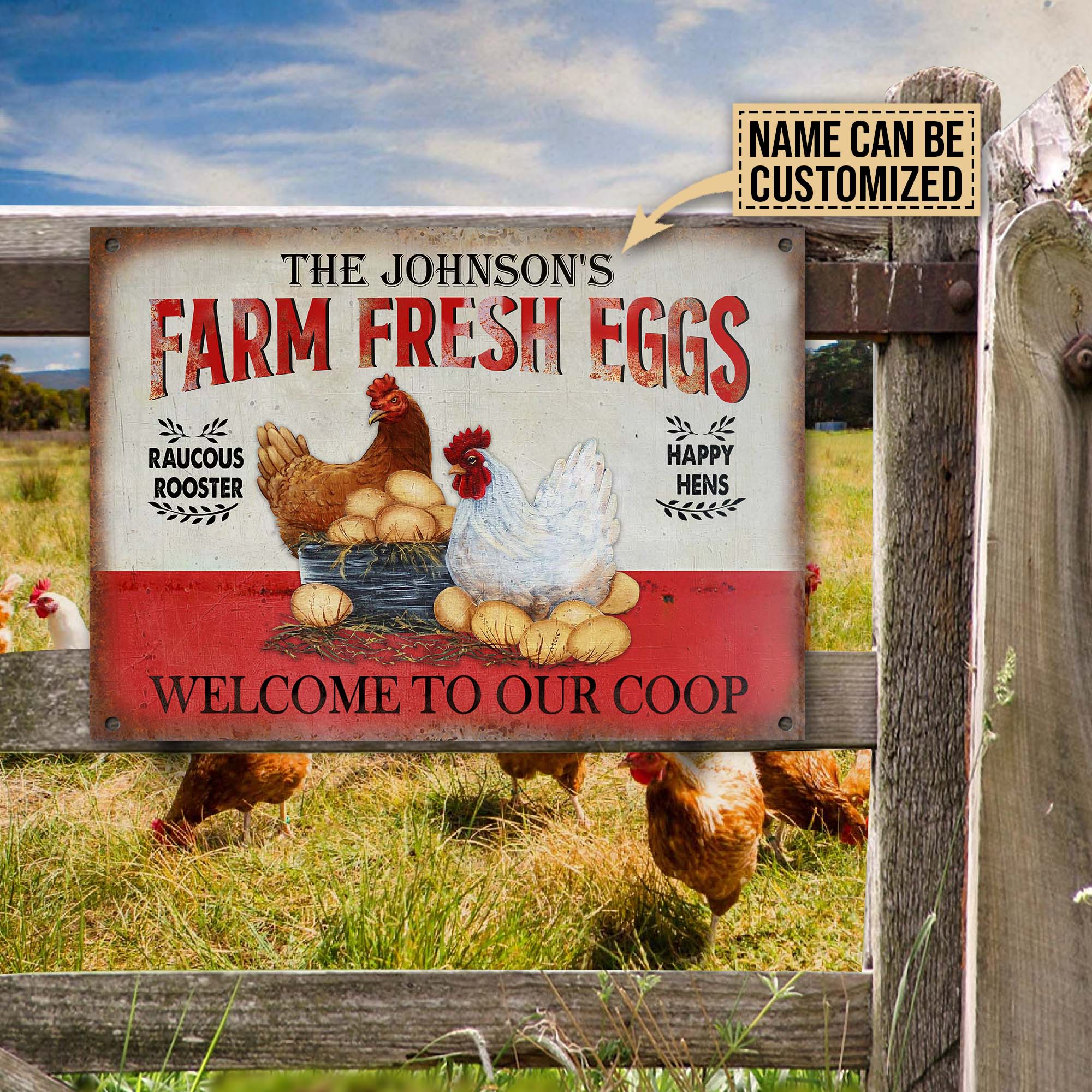 Personalized Chicken Welcome To Our Coop All Printed 3D Metal Sign