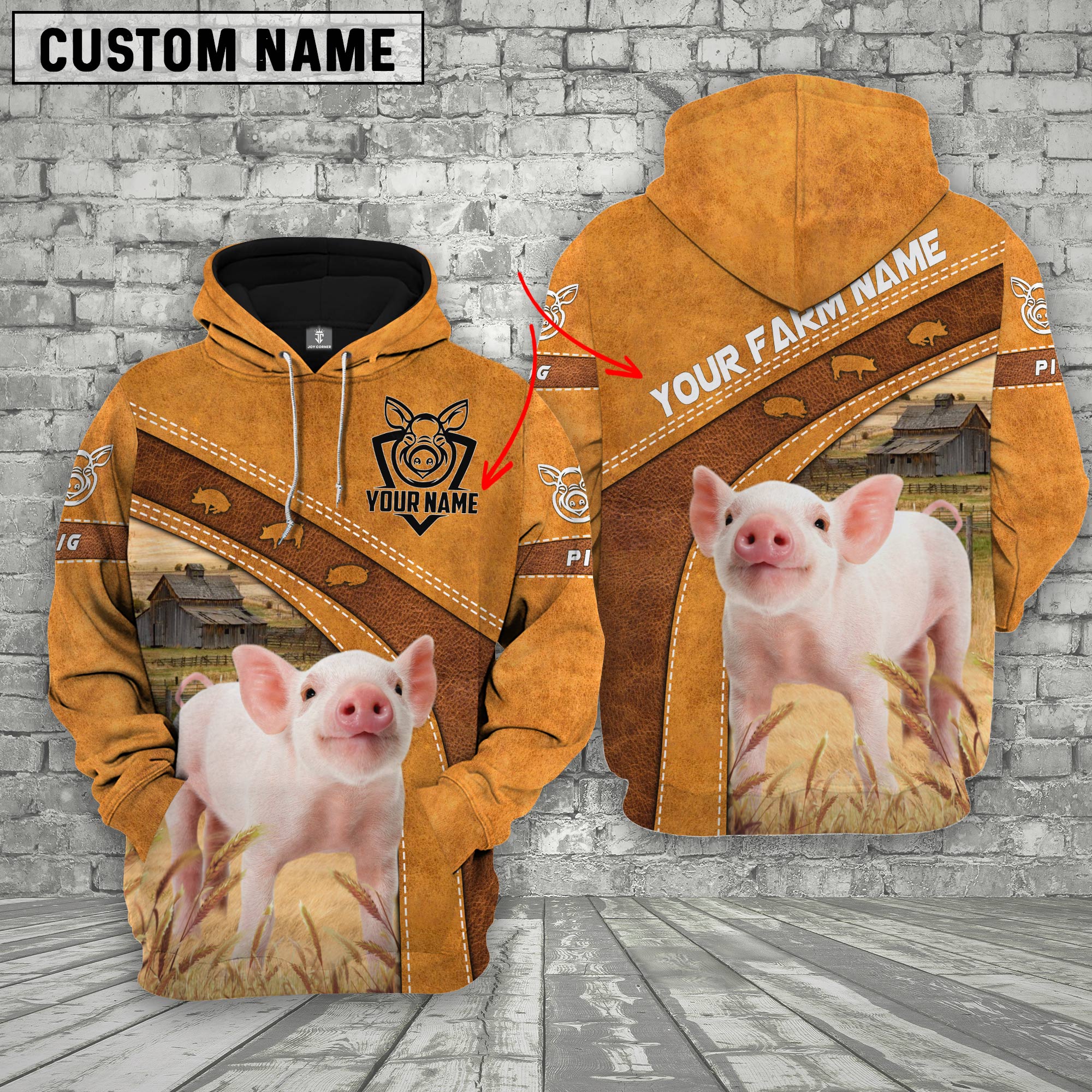 Pig 3D Customized Name - Farm Name Hoodie