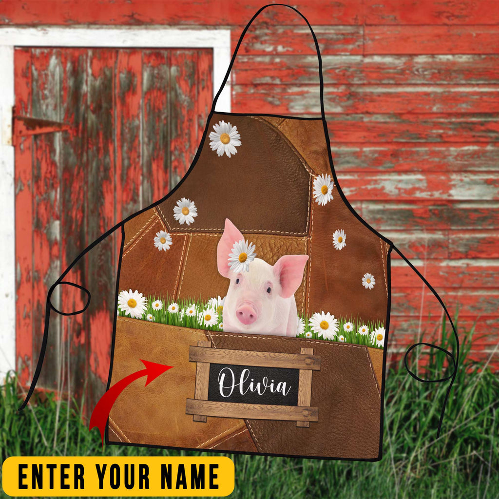 Personalized Name Pig All Over Printed 3D Apron