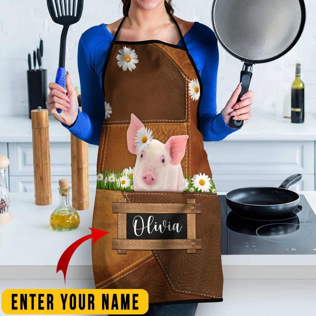 Personalized Name Pig All Over Printed 3D Apron
