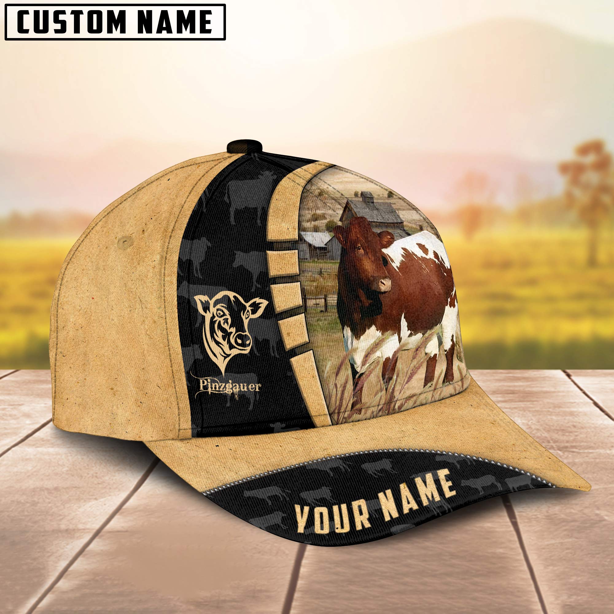 Custom Name Pinzgauer cattle Cattle Farmhouse Field Cap TT26