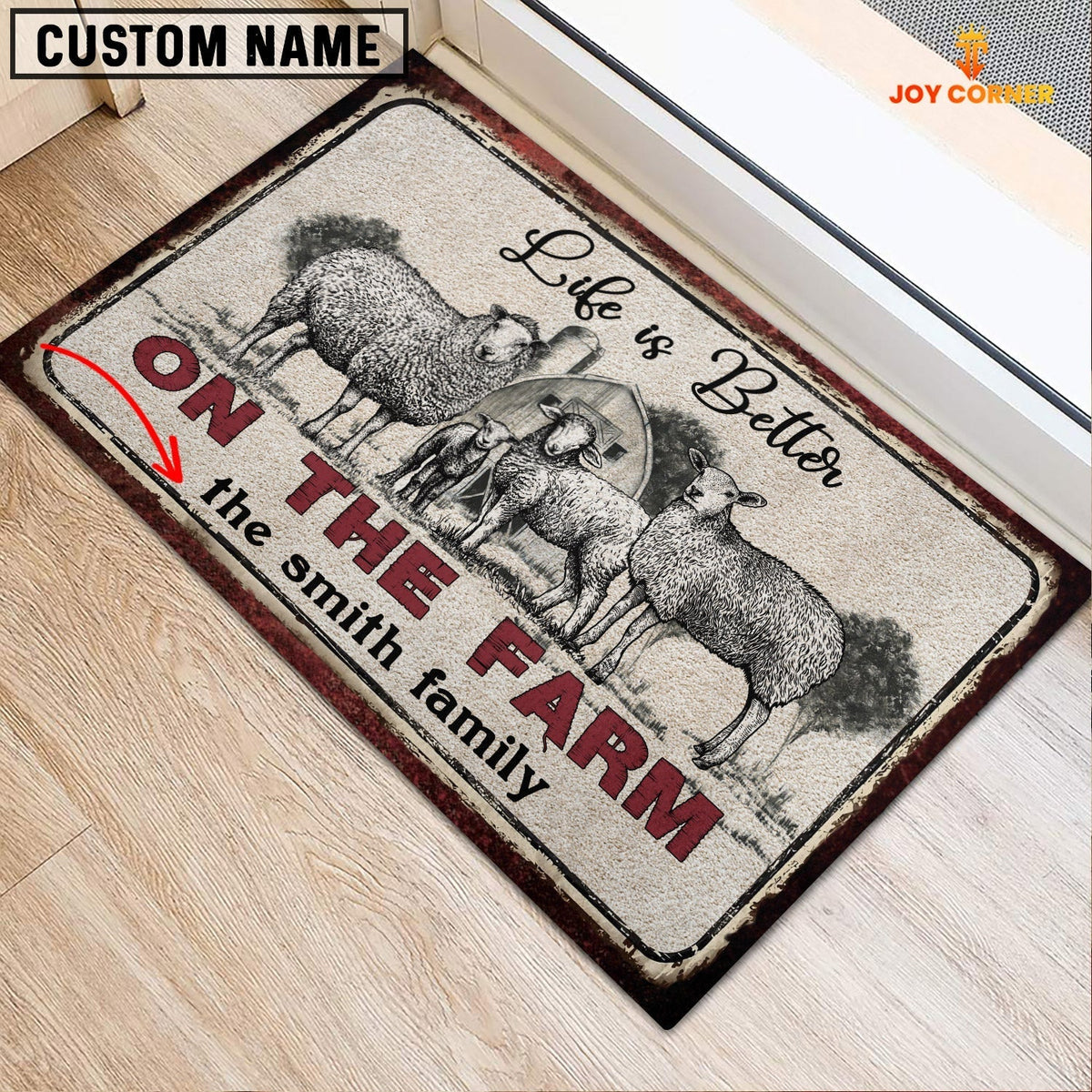 Sheep Life is Better Custom Name Doormat