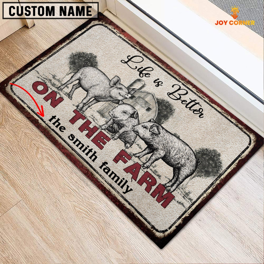 Pig Life is Better Custom Name Doormat