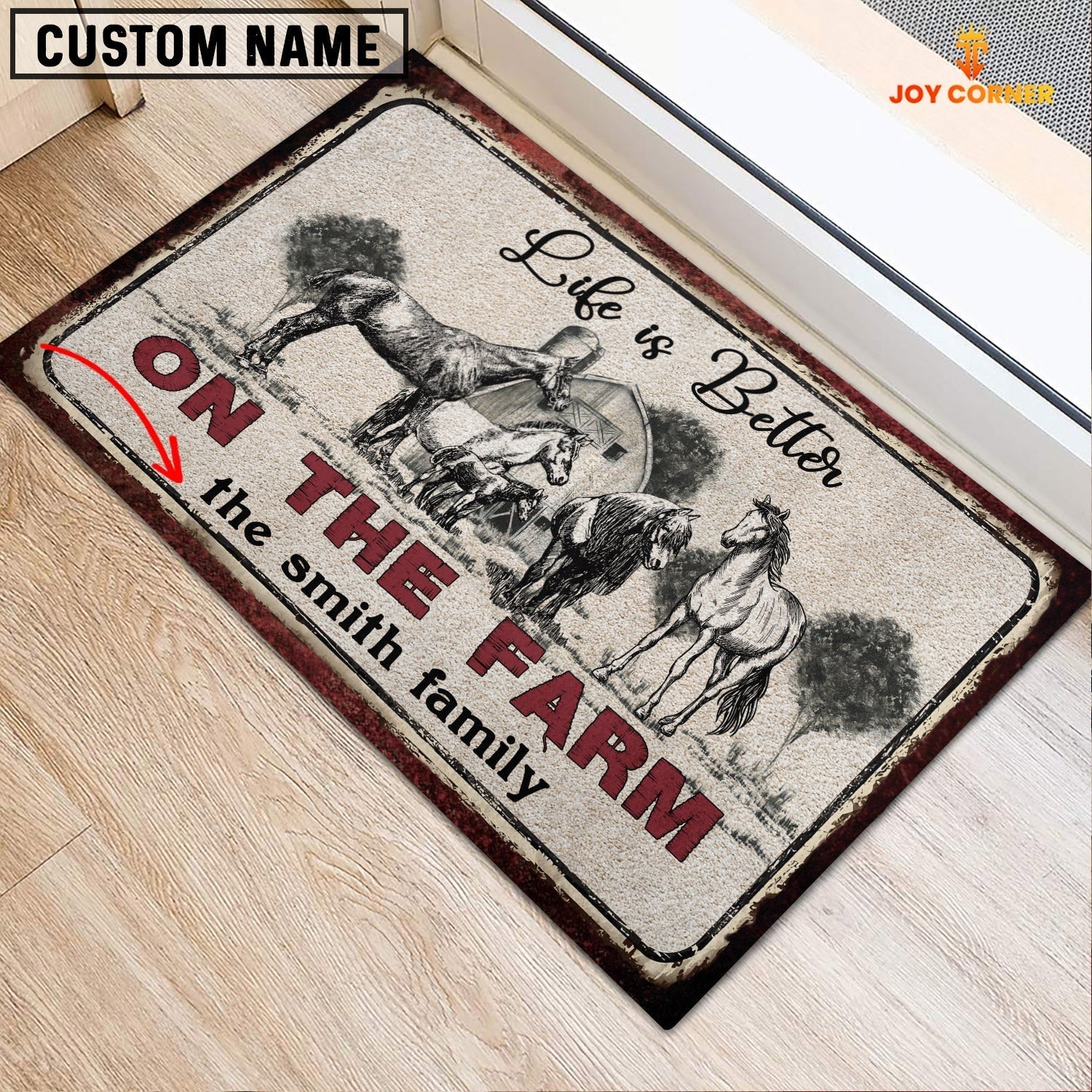 Horse Life is Better Custom Name Doormat
