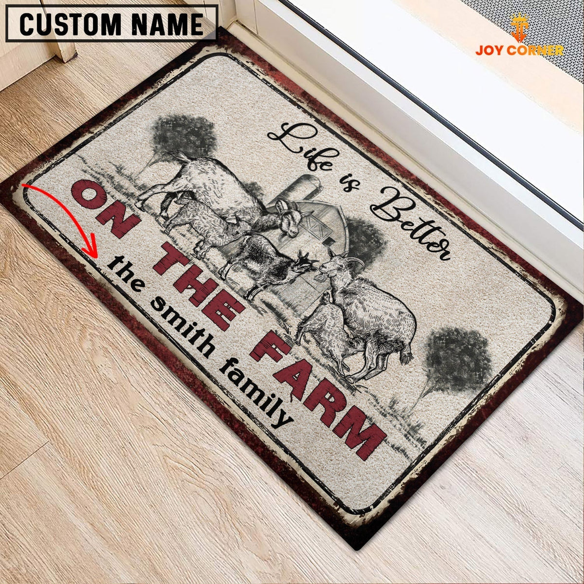 Goat Life is Better Custom Name Doormat