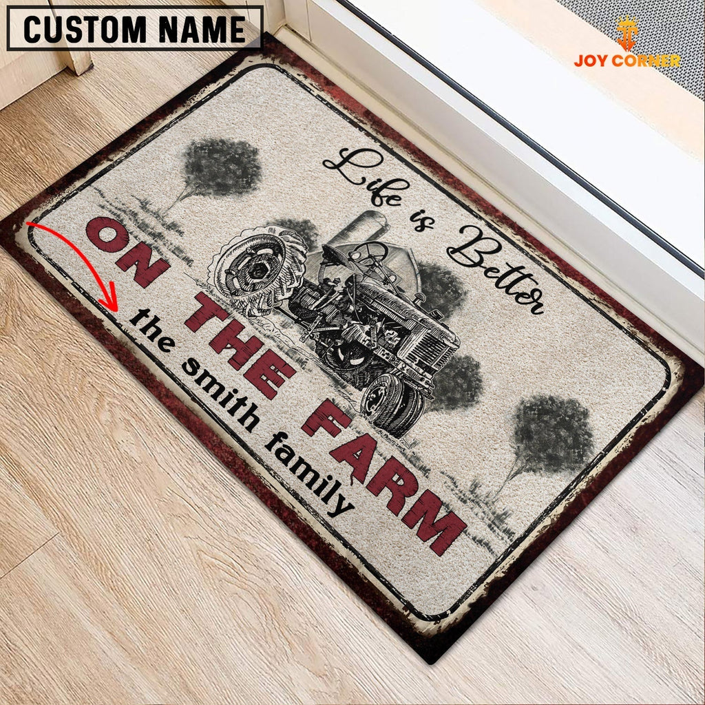 Farm Tractor Life is Better Custom Name Doormat