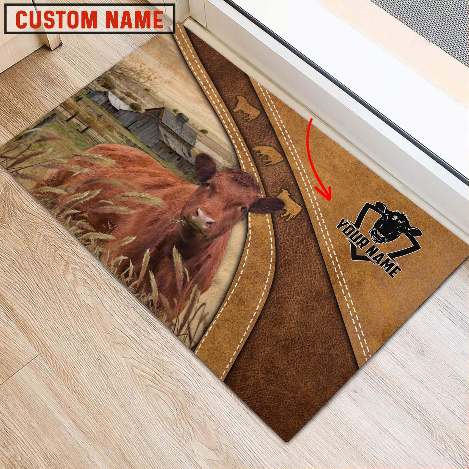 Red Angus Personalized - Welcome  Doormat