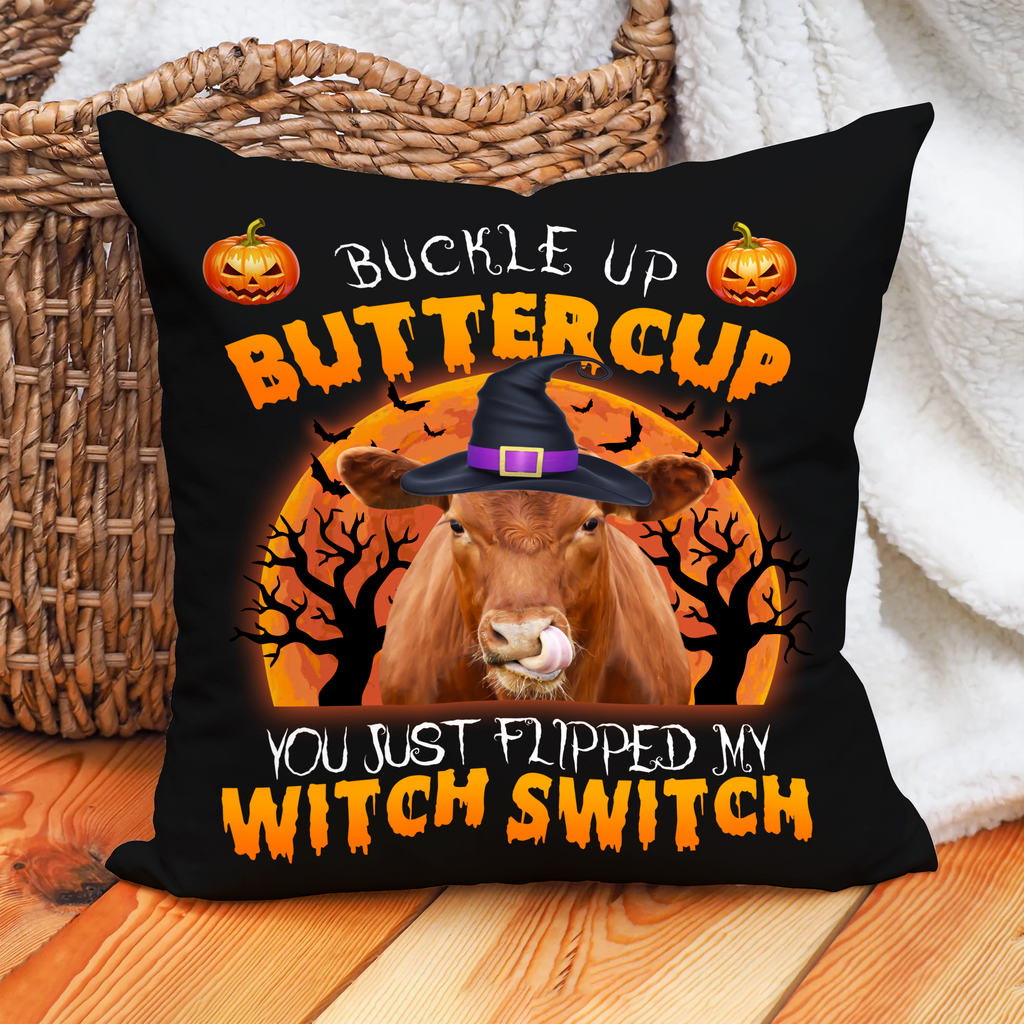 Happy Halloween Red Angus Buckle Up Butter Cup Pillow Case