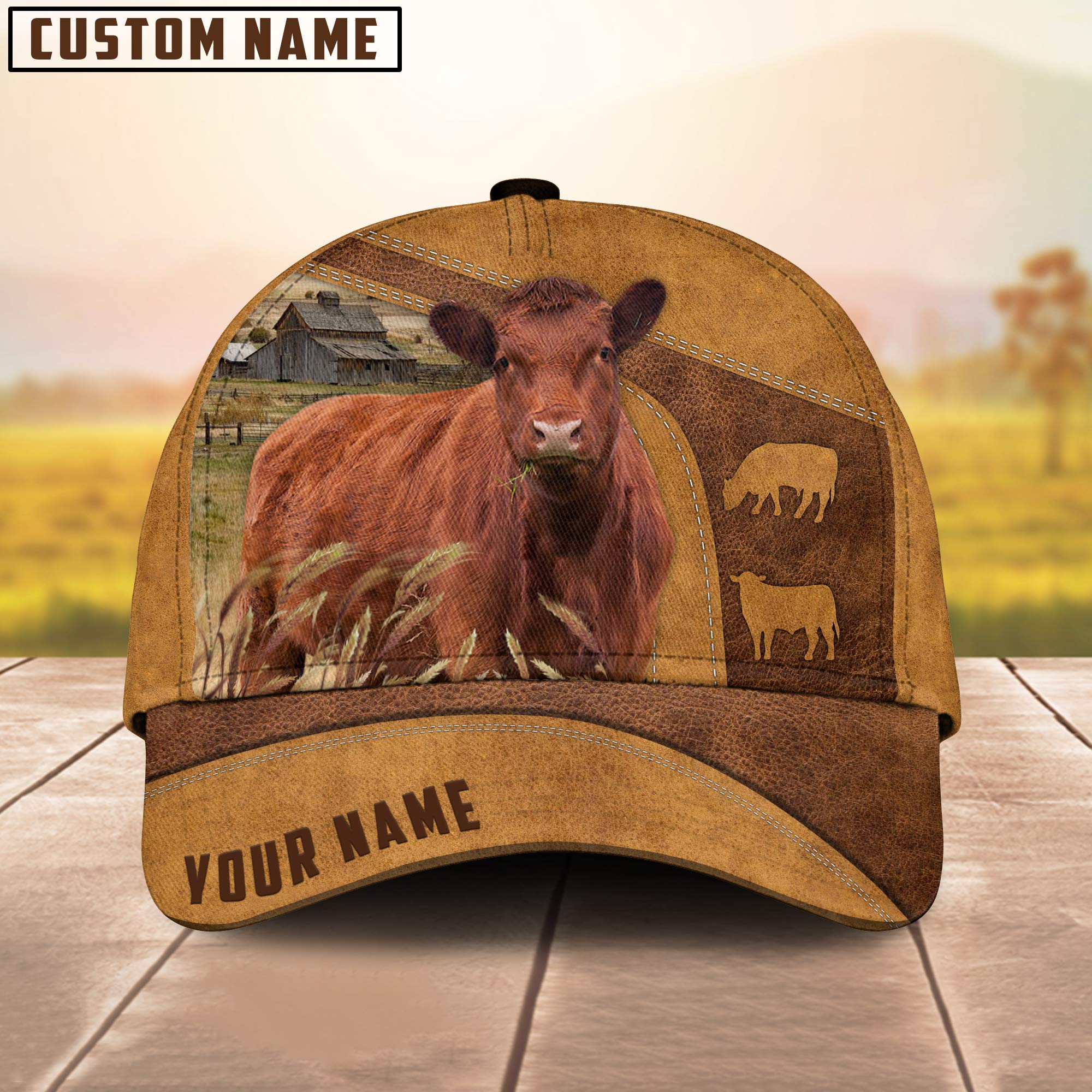 Custom Name Red Angus Cattle Cap