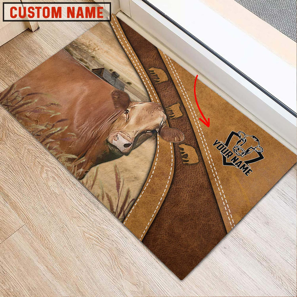 Red Akaushi Personalized - Welcome Brown Doormat