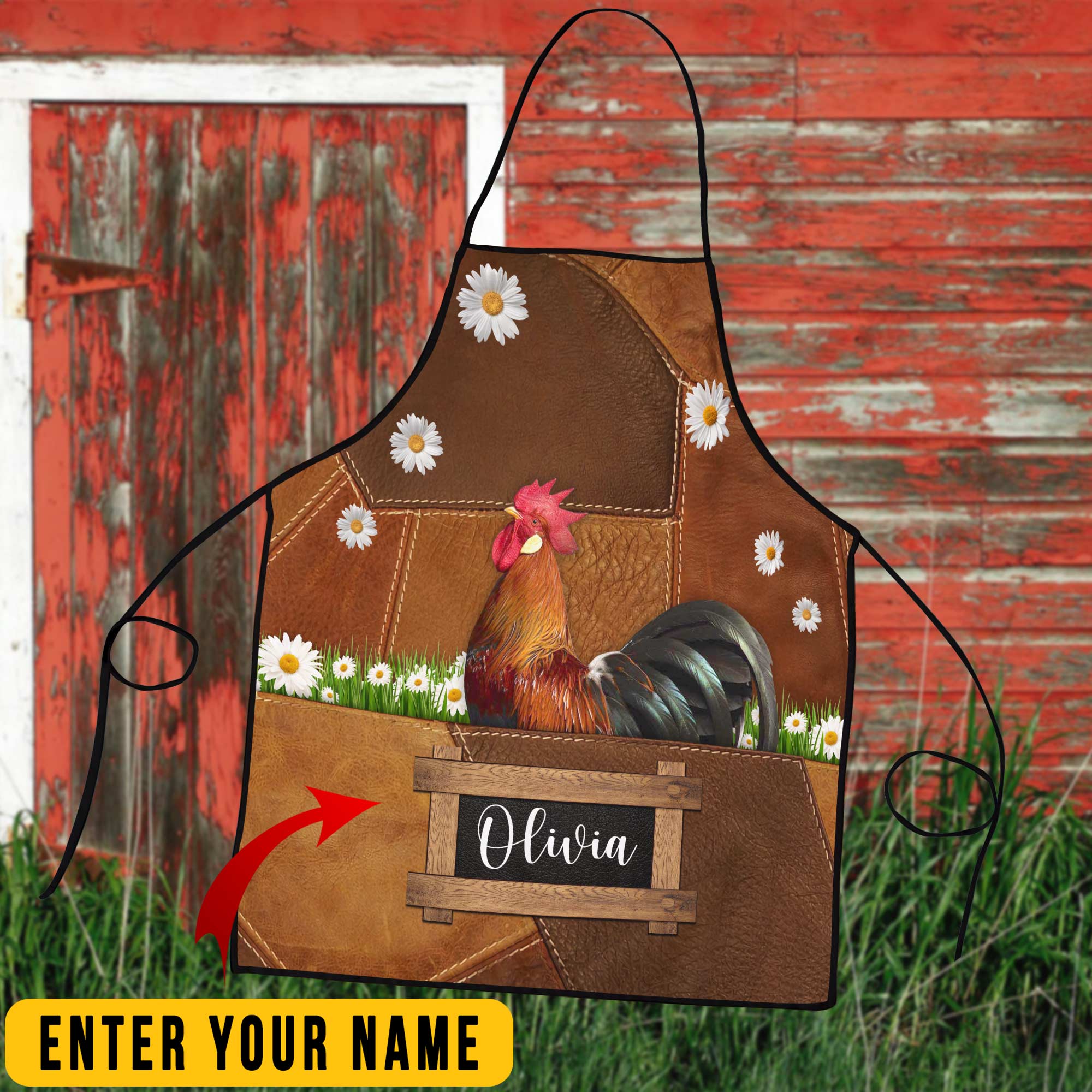 Personalized Name Rooster All Over Printed 3D Apron