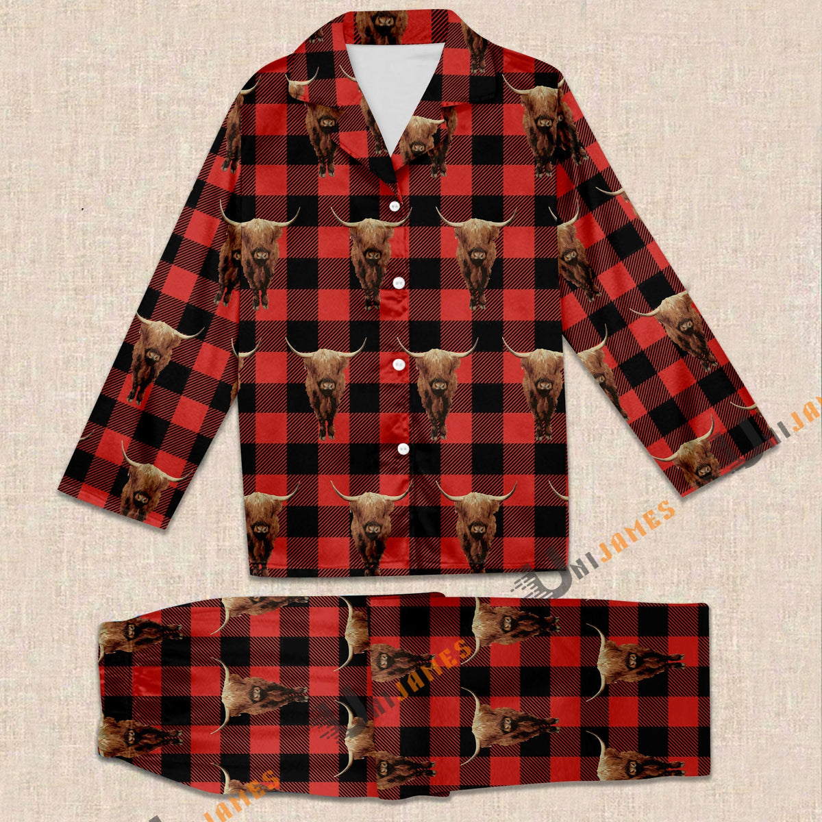 Highland Red Caro Farming 3D Pajamas