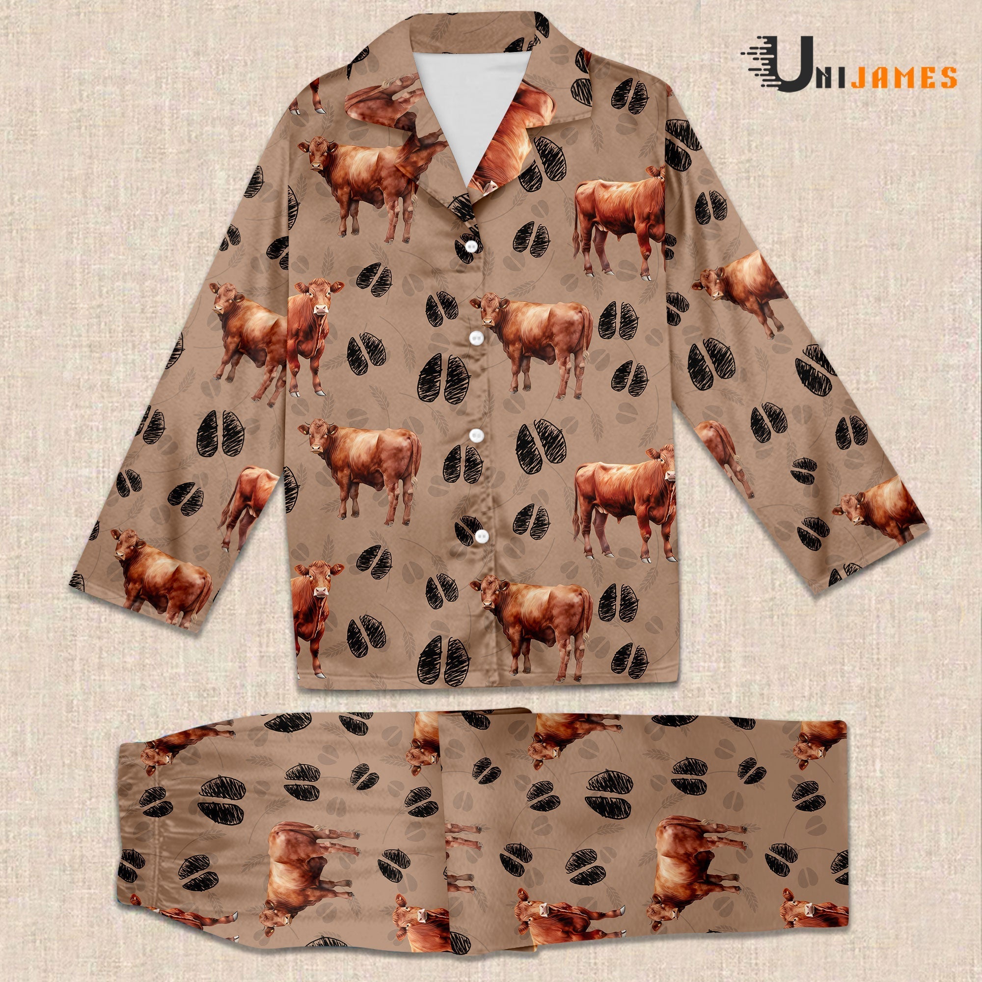 Red Angus Farming 3D Pajamas for Kid