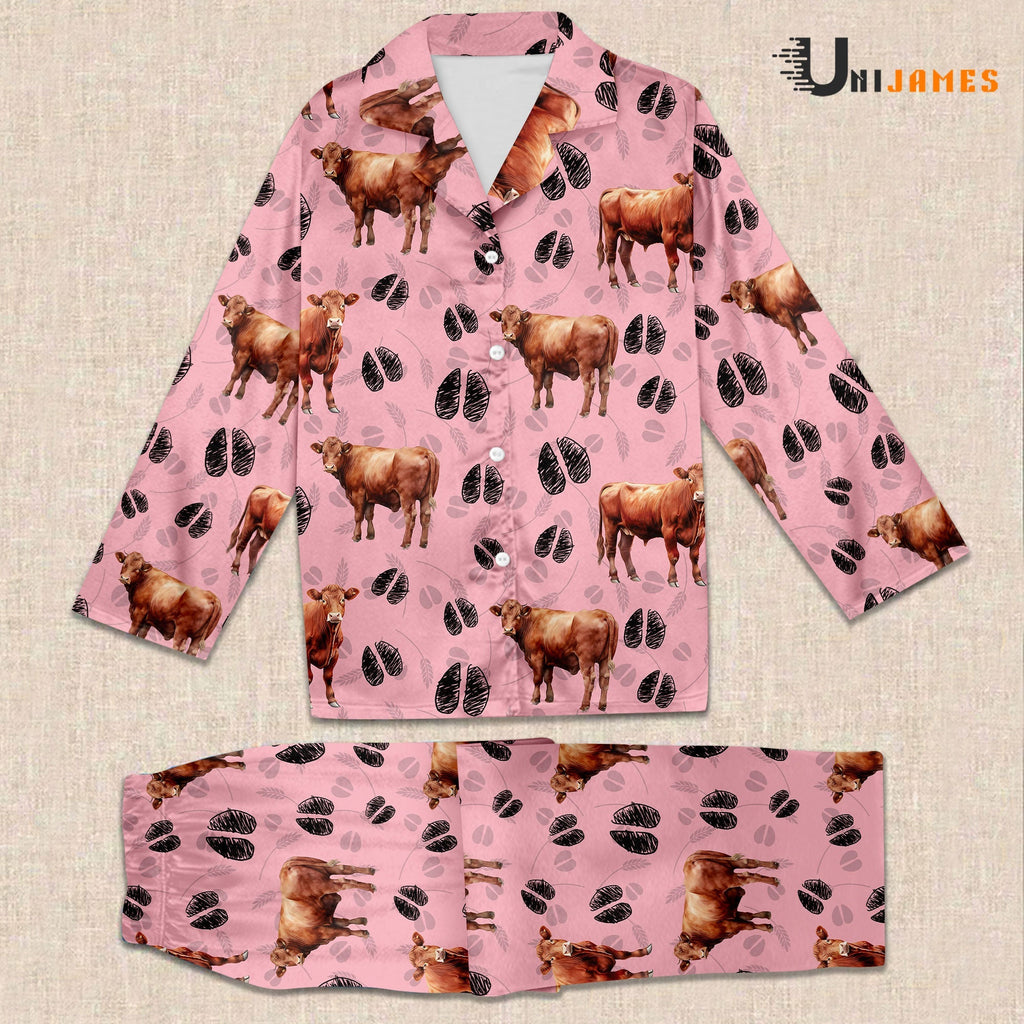 Red Angus Farming 3D Pajamas for Kid