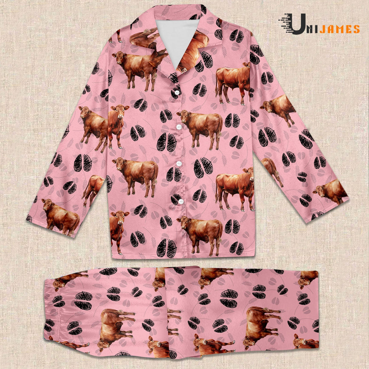 Red Angus Farming 3D Pajamas for Kid