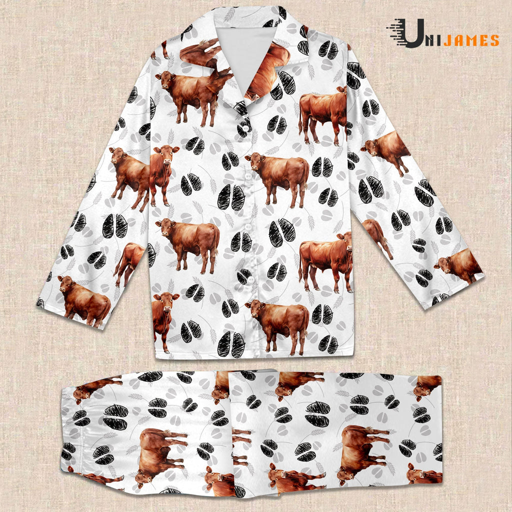 Red Angus Farming 3D Pajamas for Kid