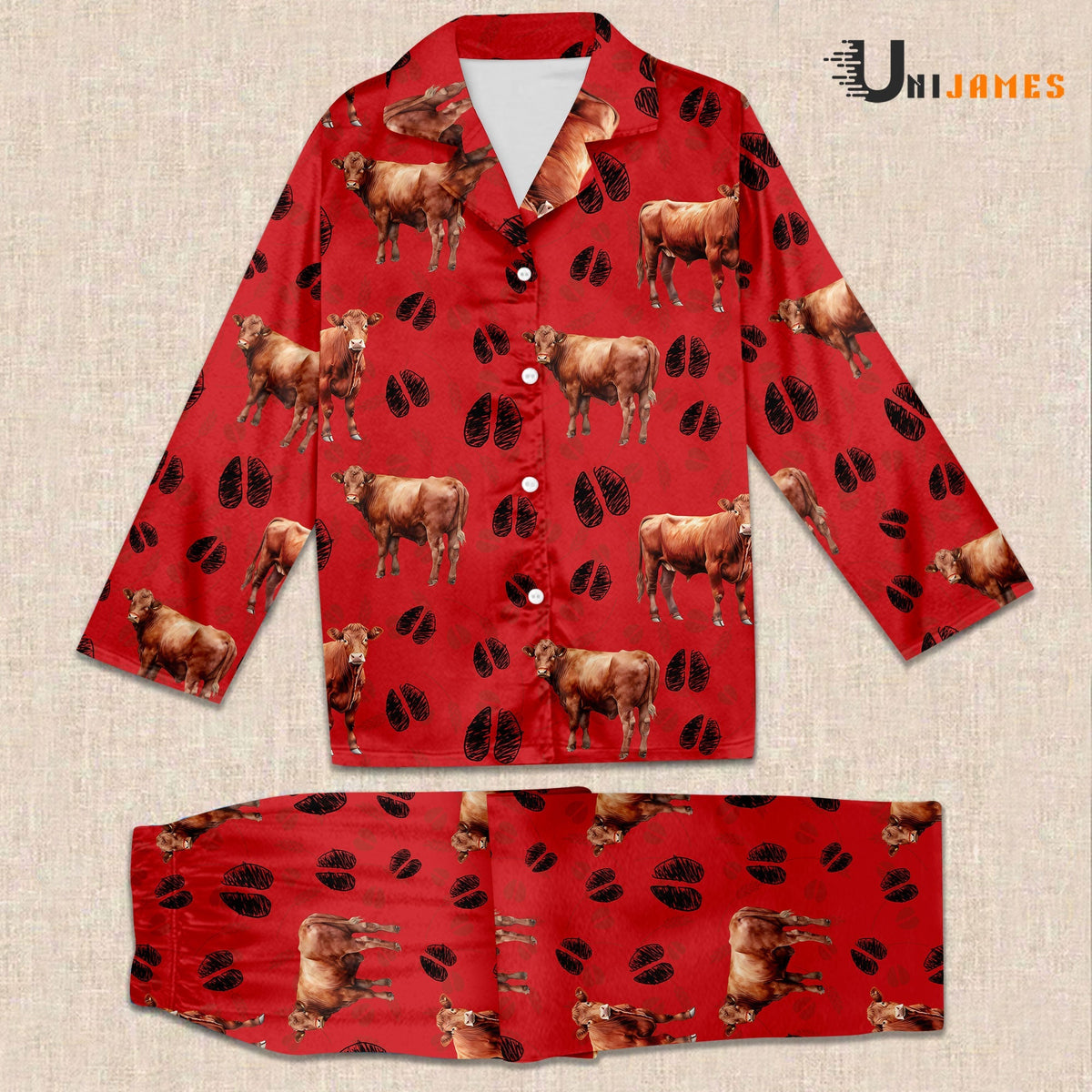 Red Angus Farming 3D Pajamas for Kid