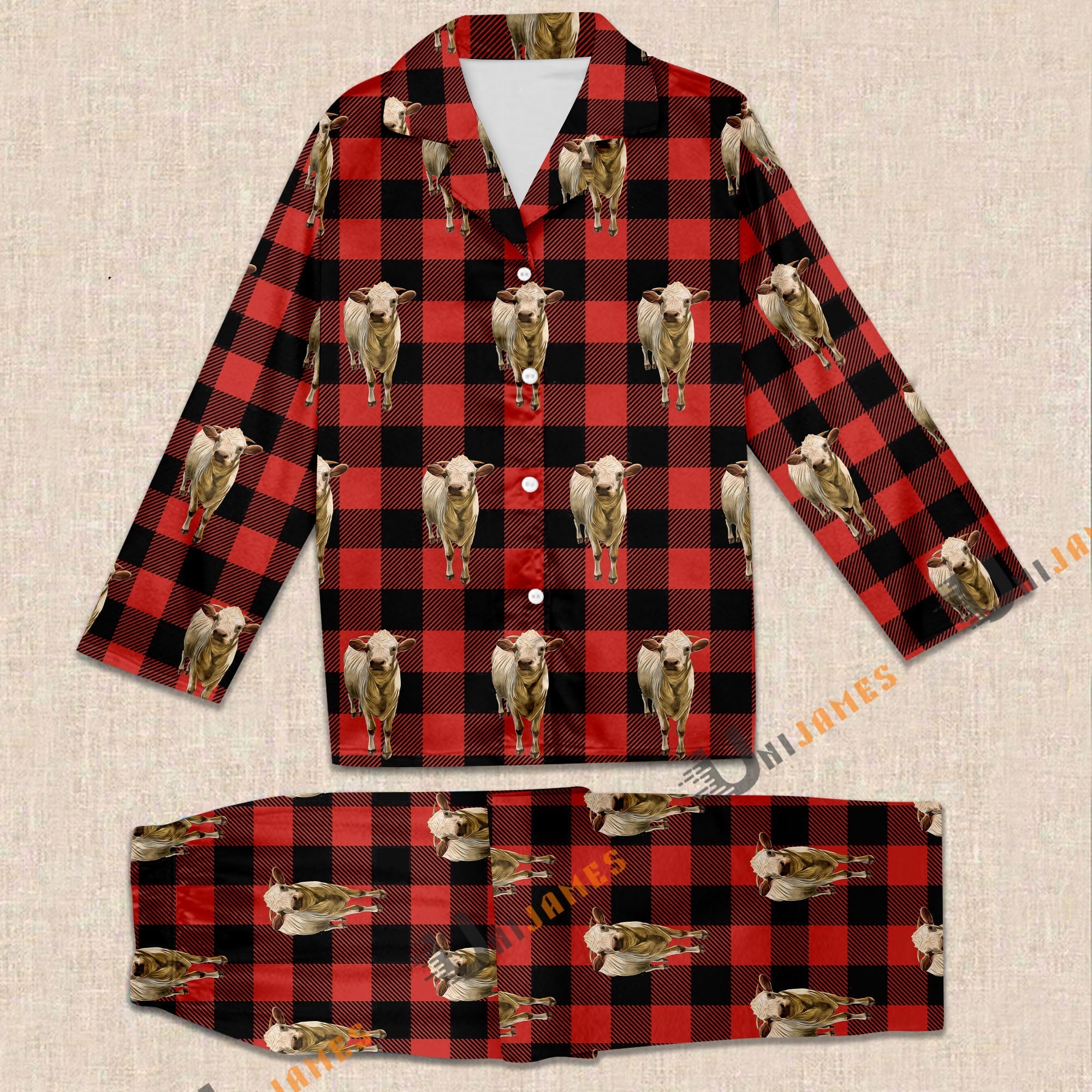 Charolais Red Caro Farming 3D Pajamas