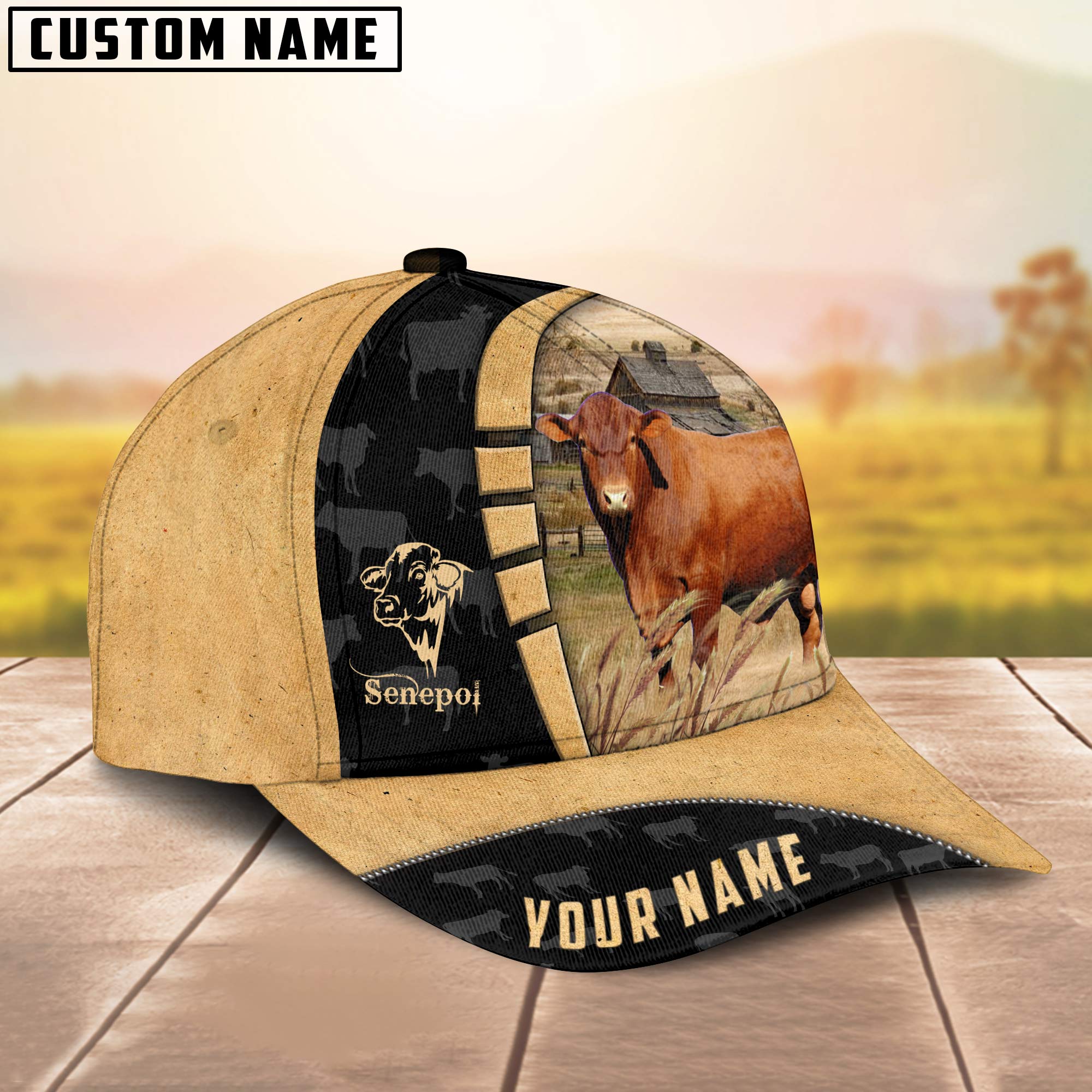 Custom Name Senepol Cattle Farmhouse Field Cap TT21