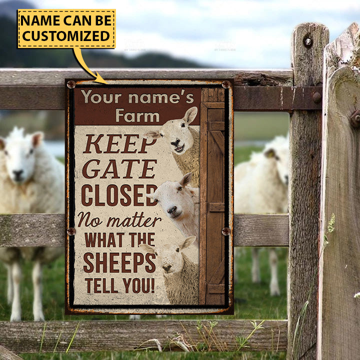 Customized Name SHEEP LOVERS KEEP GATE CLOSED All Printed 3D Metal Sign