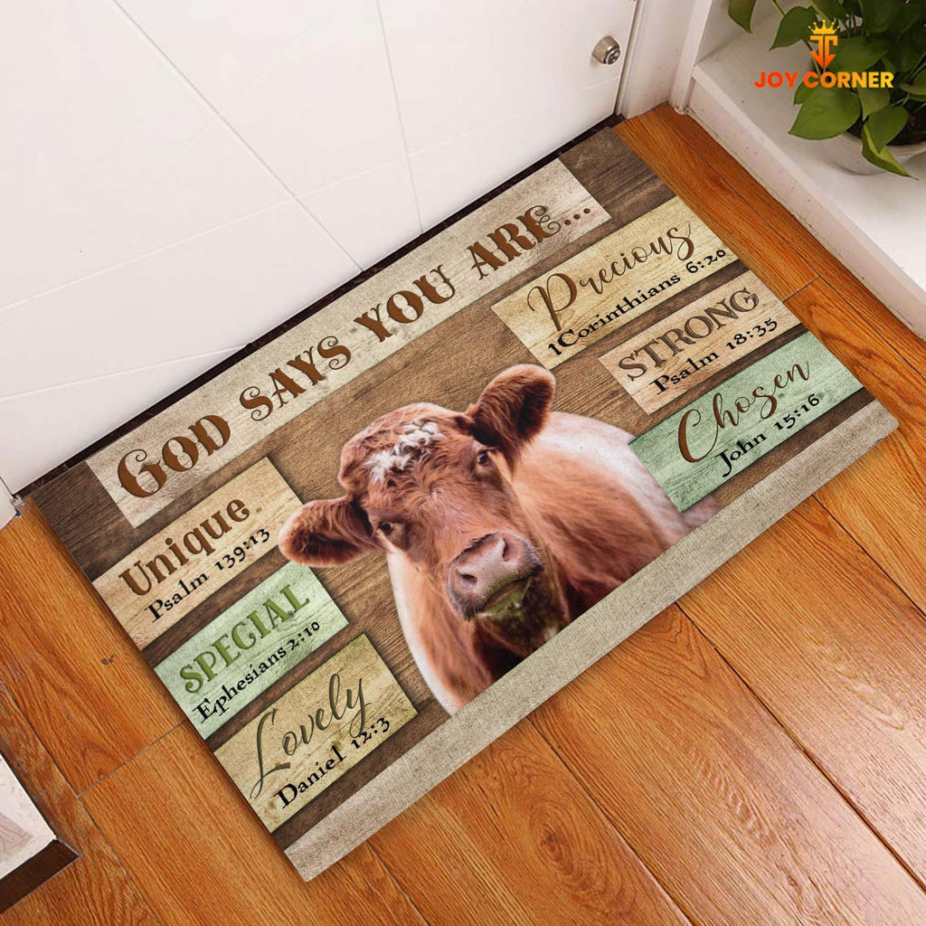 God Says You Are - Shorthorn Cattle Doormat