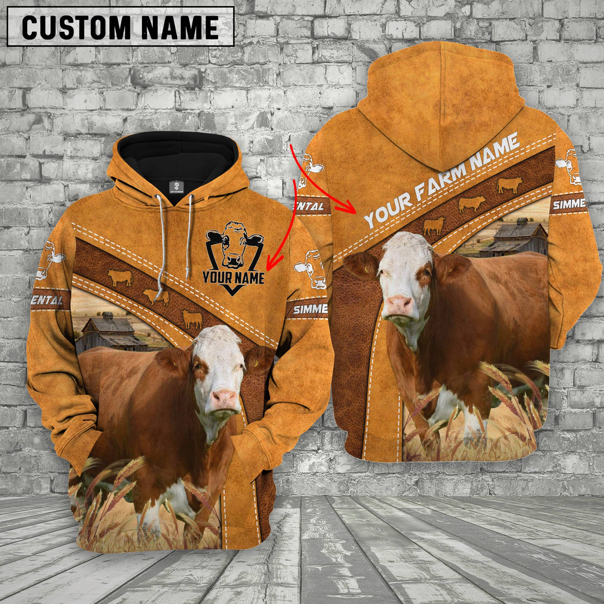 Simmental Custom Name Printed Cattle 3D Hoodie