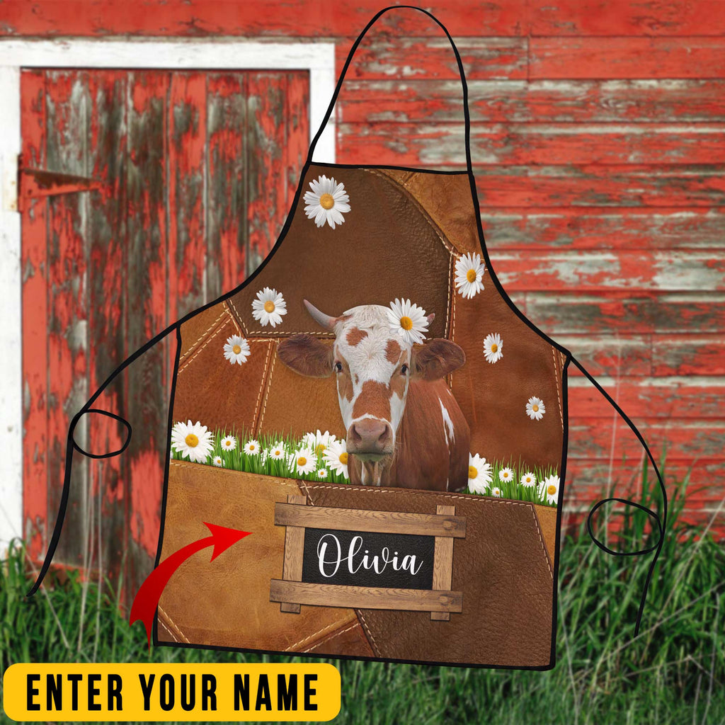 Personalized Name Simmental Cattle All Over Printed 3D Apron