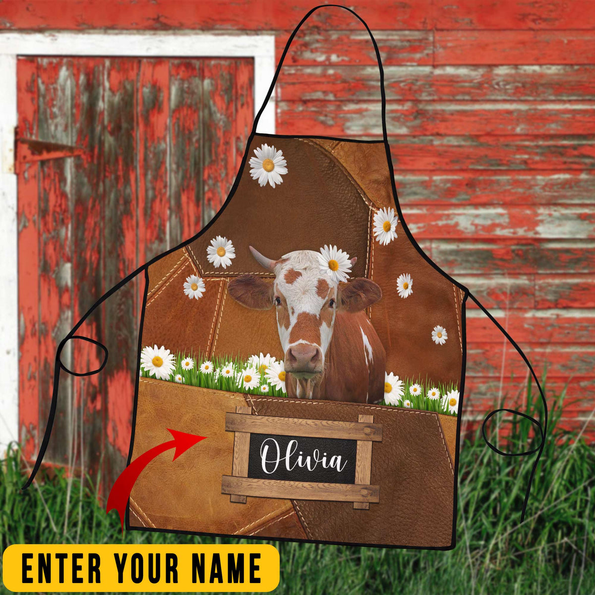 Personalized Name Simmental Cattle All Over Printed 3D Apron