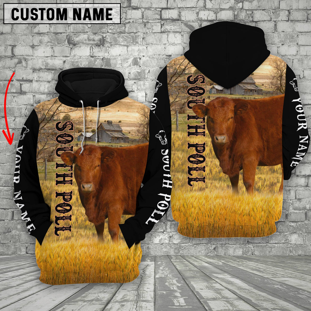 Personalized Name South Poll On The Farm 3D Hoodie