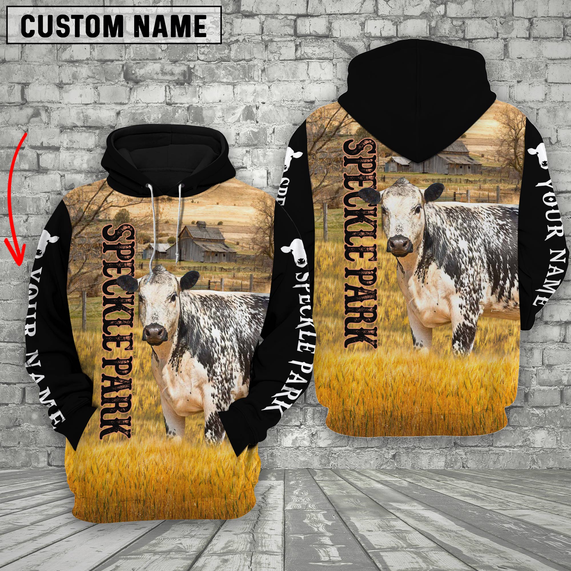 Personalized Name Speckle Park Cattle On The Farm All Over Printed 3D Hoodie