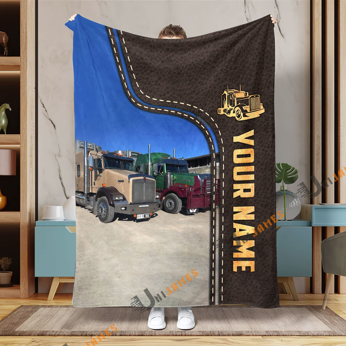 Personalized Name Custom Image of Betty Braiden Leather Pattern Blanket
